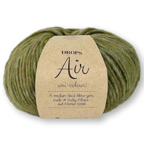 Frida's Wollhaus Drops 50 g Air Stricken Häkeln Alpaka Schurwolle Alpaca Superweich 50 Farben (47 | Oregano Uni) von Frida's Wollhaus