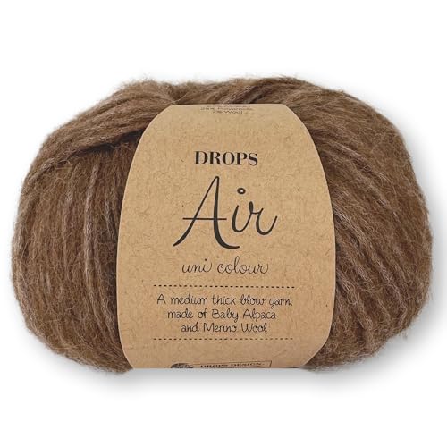 Frida's Wollhaus Drops 50 g Air Stricken Häkeln Alpaka Schurwolle Alpaca Superweich 50 Farben (49 | Eichel Uni) von Frida's Wollhaus