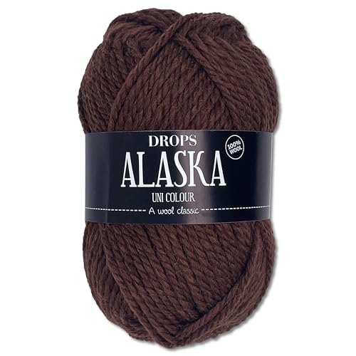 Frida's Wollhaus Drops 50 g Alaska Uni und Mix Häkeln Stricken Filzen Schurwolle 30 Farben (Uni 70 | Schokolade) von Frida's Wollhaus