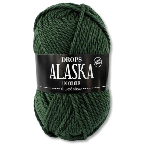 Frida's Wollhaus Drops 50 g Alaska Uni und Mix Häkeln Stricken Filzen Schurwolle 32 Farben (Uni 74 | Efeu Dunkel) von Frida's Wollhaus