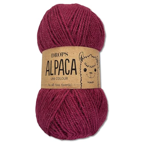 Frida's Wollhaus Drops 50 g Alpaca Alpaka Wolle Garn Häkeln Stricken weich 51 Farben (uni colour 3770 | Himbeerrose) von Frida's Wollhaus