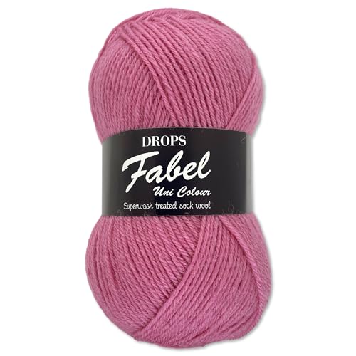 Frida's Wollhaus Drops 50 g Fabel Sockenwolle Schurwolle superwash Garn Stricken Häkeln 45 Farben (102 | Rosa) von Frida's Wollhaus