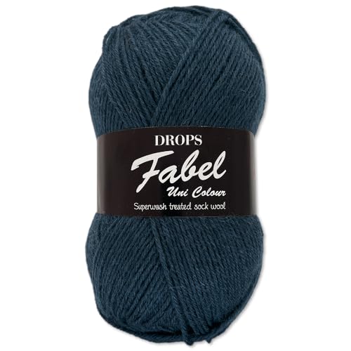 Frida's Wollhaus Drops 50 g Fabel Sockenwolle Schurwolle superwash Garn Stricken Häkeln 45 Farben (107 | Blau) von Frida's Wollhaus