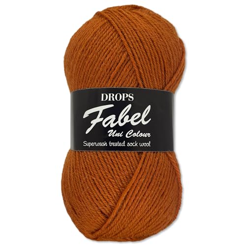 Frida's Wollhaus Drops 50 g Fabel Sockenwolle Schurwolle superwash Garn Stricken Häkeln 45 Farben (110 | Rost) von Frida's Wollhaus