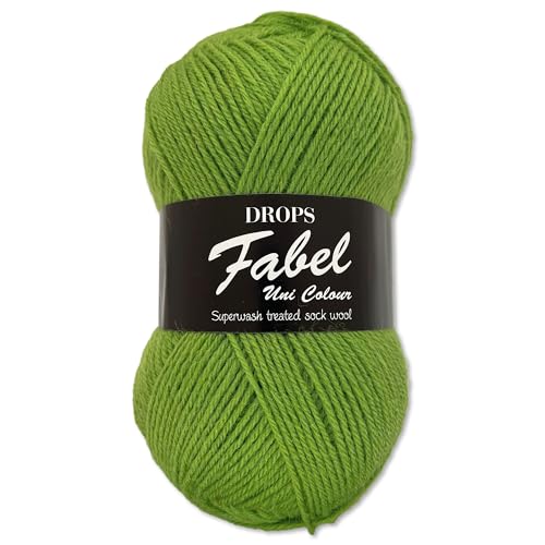 Frida's Wollhaus Drops 50 g Fabel Sockenwolle Schurwolle superwash Garn Stricken Häkeln 45 Farben (112 | Apfelgrün) von Frida's Wollhaus