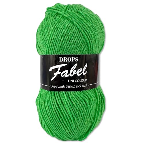 Frida's Wollhaus Drops 50 g Fabel Sockenwolle Schurwolle superwash Garn Stricken Häkeln 45 Farben (118 | Papageigrün) von Frida's Wollhaus