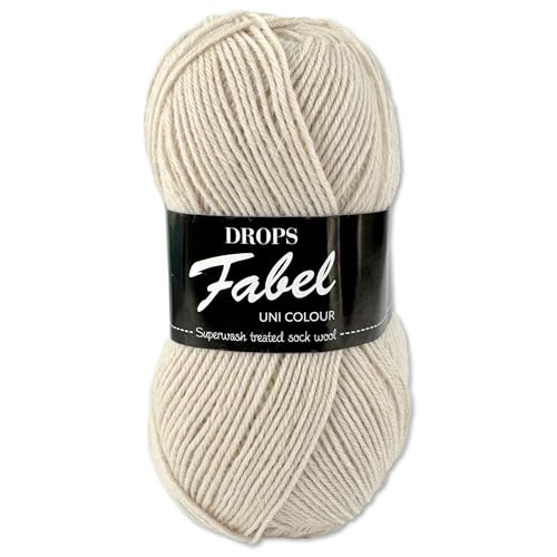 Frida's Wollhaus Drops 50 g Fabel Sockenwolle Schurwolle superwash Garn Stricken Häkeln 45 Farben (121 | Weizen) von Frida's Wollhaus