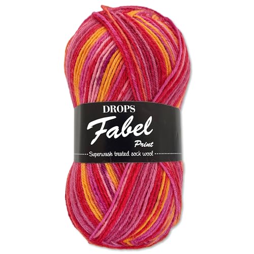 Frida's Wollhaus Drops 50 g Fabel Sockenwolle Schurwolle superwash Garn Stricken Häkeln 45 Farben (310 | Sunset) von Frida's Wollhaus