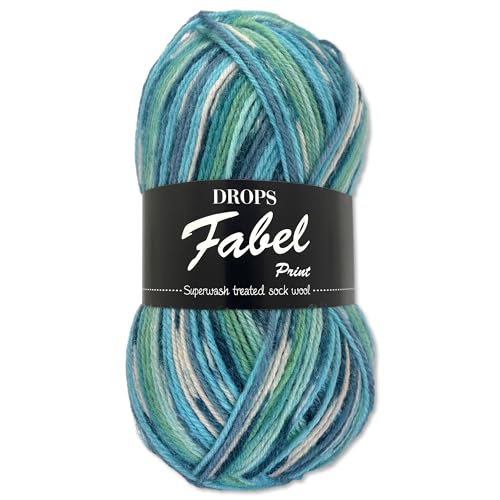 Frida's Wollhaus Drops 50 g Fabel Sockenwolle Schurwolle superwash Garn Stricken Häkeln 45 Farben (522 | Türkis/Blau) von Frida's Wollhaus