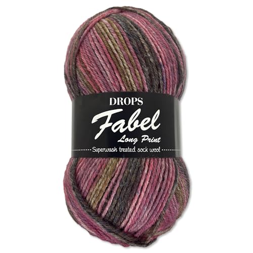 Frida's Wollhaus Drops 50 g Fabel Sockenwolle Schurwolle superwash Garn Stricken Häkeln 45 Farben (655 | Wooden Rose) von Frida's Wollhaus