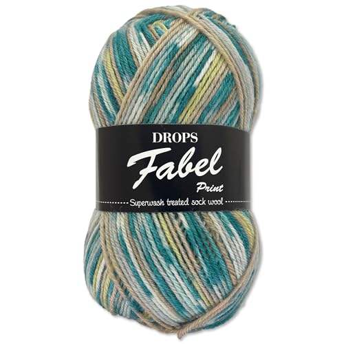 Frida's Wollhaus Drops 50 g Fabel Sockenwolle Schurwolle superwash Garn Stricken Häkeln 45 Farben (910 | Sea Mist) von Frida's Wollhaus