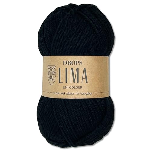 Frida's Wollhaus Drops 50 g Lima Uni Stricken Häkeln Schurwolle Alpaka Filzen 21 Farben (Uni 8903 | Schwarz) von Frida's Wollhaus