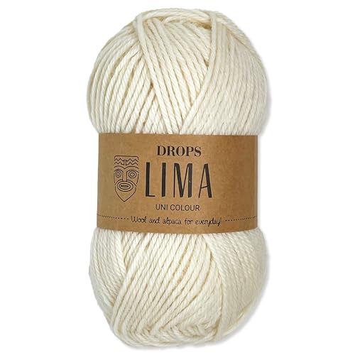 Frida's Wollhaus Drops 50 g Lima Uni Stricken Häkeln Schurwolle Alpaka Filzen 21 Farben (Uni 0100 | Natur) von Frida's Wollhaus