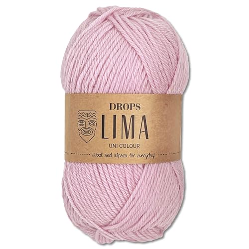 Frida's Wollhaus Drops 50 g Lima Uni Stricken Häkeln Schurwolle Alpaka Filzen 21 Farben (Uni 3145 | Puderrosa) von Frida's Wollhaus