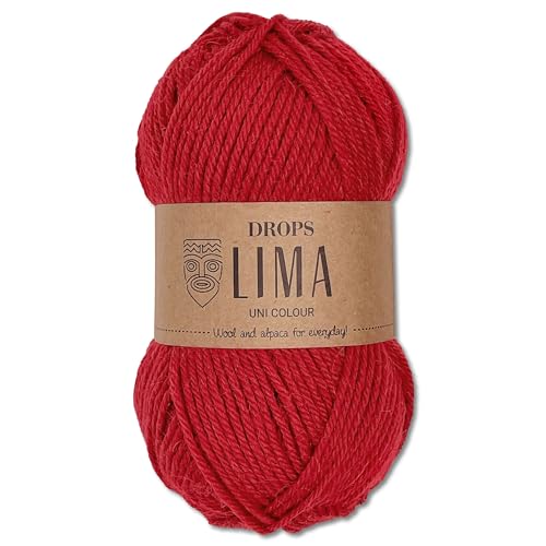 Frida's Wollhaus Drops 50 g Lima Uni Stricken Häkeln Schurwolle Alpaka Filzen 21 Farben (Uni 3609 | Rot) von Frida's Wollhaus