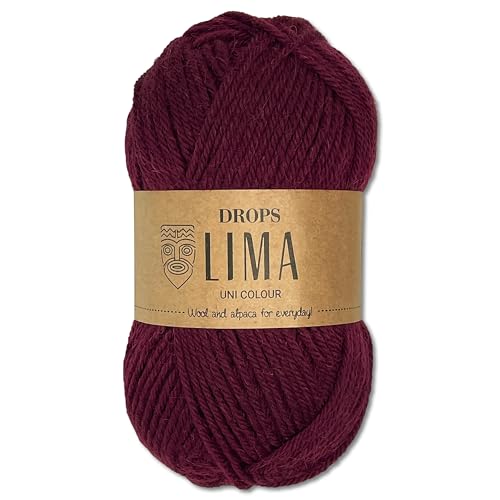 Frida's Wollhaus Drops 50 g Lima Uni Stricken Häkeln Schurwolle Alpaka Filzen 21 Farben (Uni 5820 | Weinrot) von Frida's Wollhaus