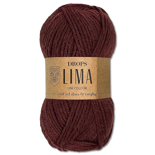 Frida's Wollhaus Drops 50 g Lima Uni Stricken Häkeln Schurwolle Alpaka Filzen 21 Farben (Uni 9023 | Marone) von Frida's Wollhaus