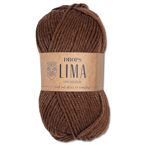 Frida's Wollhaus Drops 50 g Lima Uni Stricken Häkeln Schurwolle Alpaka Filzen 21 Farben (Uni 9026 | Kastanie) von Frida's Wollhaus