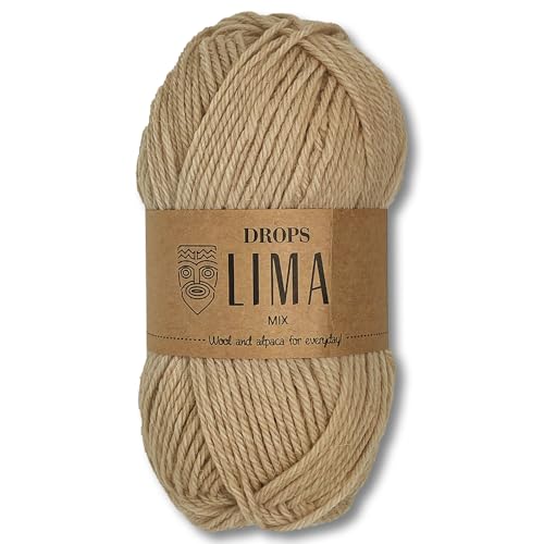 Frida's Wollhaus Drops 50 g Lima Uni und Mix Wolle Garn Stricken Häkeln Schurwolle Alpaka Filzen 36 Farben (Mix 0206 | Weizen) von Frida's Wollhaus