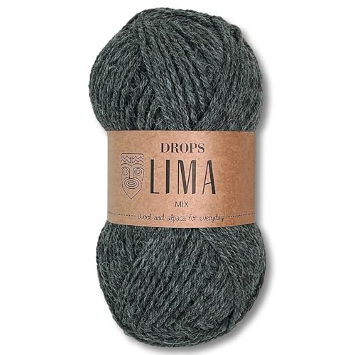 Frida's Wollhaus Drops 50 g Lima Uni und Mix Wolle Garn Stricken Häkeln Schurwolle Alpaka Filzen 36 Farben (Mix 0519 | Dunkelgrau) von Frida's Wollhaus