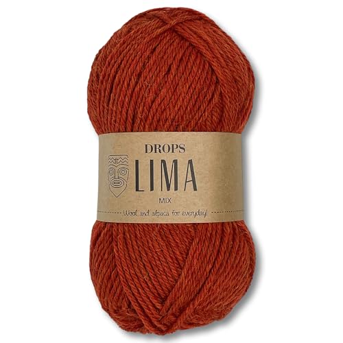 Frida's Wollhaus Drops 50 g Lima Uni und Mix Wolle Garn Stricken Häkeln Schurwolle Alpaka Filzen 36 Farben (Mix 0707 | Rost) von Frida's Wollhaus