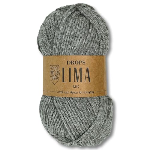 Frida's Wollhaus Drops 50 g Lima Uni und Mix Wolle Garn Stricken Häkeln Schurwolle Alpaka Filzen 36 Farben (Mix 9015 | Grau) von Frida's Wollhaus