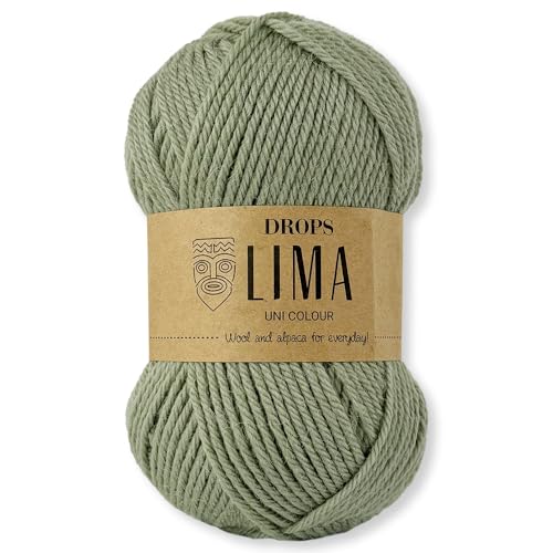 Frida's Wollhaus Drops 50 g Lima Uni und Mix Wolle Garn Stricken Häkeln Schurwolle Alpaka Filzen 36 Farben (Uni 9029 | Salbeigrün) von Frida's Wollhaus