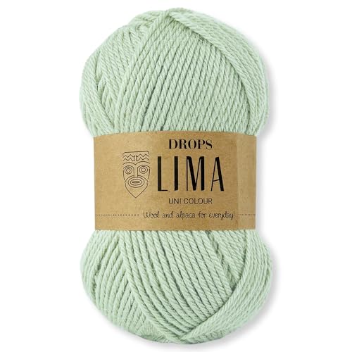 Frida's Wollhaus Drops 50 g Lima Uni und Mix Wolle Garn Stricken Häkeln Schurwolle Alpaka Filzen 36 Farben (Uni 9031 | Pistazieneis) von Frida's Wollhaus