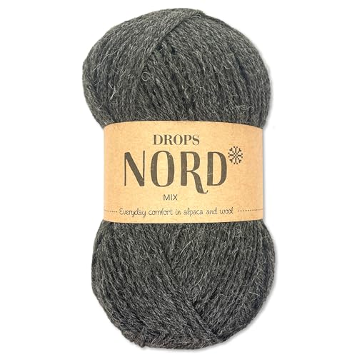 Frida's Wollhaus Drops 50 g Nord Sockenwolle Alpaka Schurwolle flauschig Stricken 23 Farben (mix 06 | Dunkelgrau) von Frida's Wollhaus