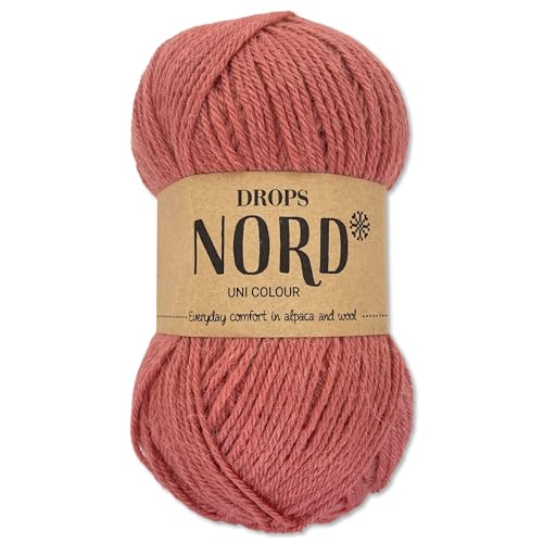 Frida's Wollhaus Drops 50 g Nord Sockenwolle Alpaka Schurwolle flauschig Stricken 23 Farben (uni colour 13 | Altrosa) von Frida's Wollhaus