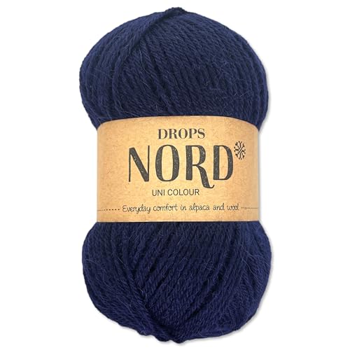 Frida's Wollhaus Drops 50 g Nord Sockenwolle Alpaka Schurwolle flauschig Stricken 23 Farben (uni colour 15 | Marineblau) von Frida's Wollhaus