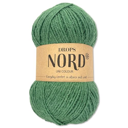 Frida's Wollhaus Drops 50 g Nord Sockenwolle Alpaka Schurwolle flauschig Stricken 23 Farben (uni colour 19 | Waldgrün) von Frida's Wollhaus