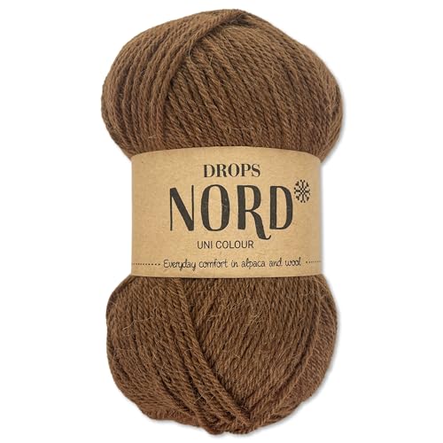 Frida's Wollhaus Drops 50 g Nord Sockenwolle Alpaka Schurwolle flauschig Stricken 23 Farben (uni colour 22 | Kastanie) von Frida's Wollhaus