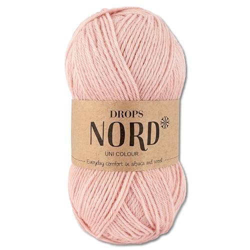 Frida's Wollhaus Drops 50 g Nord Sockenwolle Alpaka Schurwolle flauschig Stricken 28 Farben (uni 27 | Hell Pfirsich) von Frida's Wollhaus