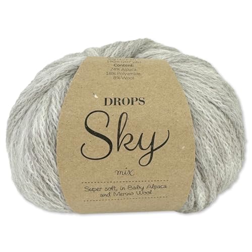 Frida's Wollhaus Drops 50 g Sky Stricken Häkeln Alpaca Schurwolle Alpaka Superweich 31 Farben (03 | Heller Nebel Mix) von Frida's Wollhaus