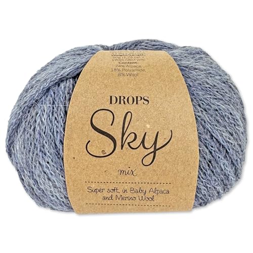 Frida's Wollhaus Drops 50 g Sky Stricken Häkeln Alpaca Schurwolle Alpaka Superweich 31 Farben (12 | Jeansblau Mix) von Frida's Wollhaus