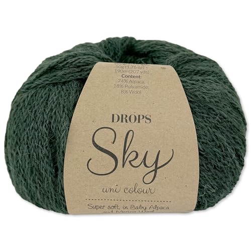 Frida's Wollhaus Drops 50 g Sky Stricken Häkeln Alpaca Schurwolle Alpaka Superweich 31 Farben (20 | Efeu Dunkel Uni) von Frida's Wollhaus