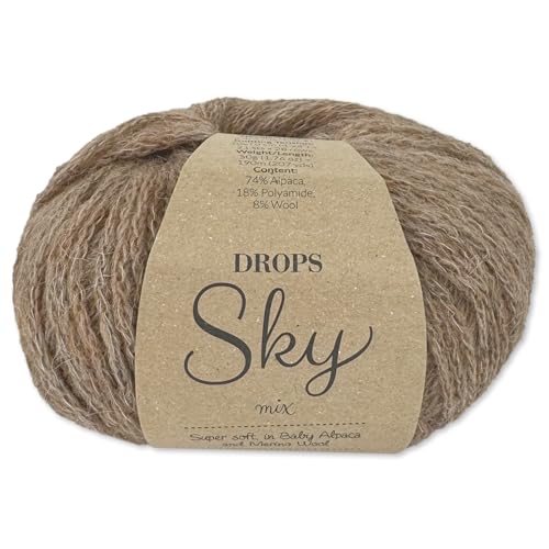 Frida's Wollhaus Drops 50 g Sky Stricken Häkeln Alpaca Schurwolle Alpaka Superweich 31 Farben (32 | Nougat Mix) von Frida's Wollhaus