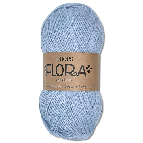 Frida's Wollhaus Drops 50g Flora Uni Stricken Häkeln Schurwolle Öke-Tex Alpaka Filzen17 Farben (Uni 14 | Eisblau) von Frida's Wollhaus