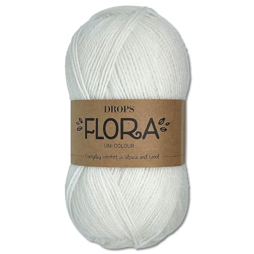 Frida's Wollhaus Drops 50g Flora Uni Stricken Häkeln Schurwolle Öke-Tex Alpaka Filzen17 Farben (Uni 22 | Weißer Nebel) von Frida's Wollhaus