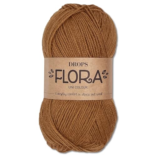 Frida's Wollhaus Drops 50g Flora Uni Stricken Häkeln Schurwolle Öke-Tex Alpaka Filzen17 Farben (Uni 25 | Karamell) von Frida's Wollhaus