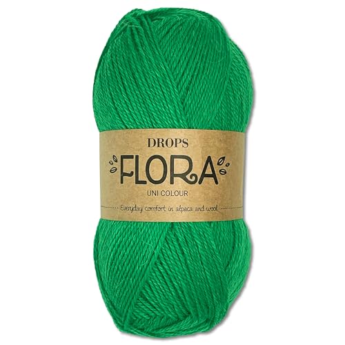 Frida's Wollhaus Drops 50g Flora Uni Stricken Häkeln Schurwolle Öke-Tex Alpaka Filzen17 Farben (Uni 27 | Papageigrün) von Frida's Wollhaus