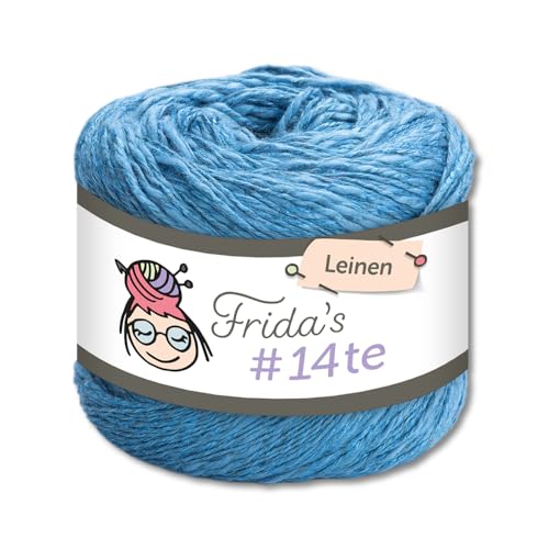 Frida's Wollhaus Frida's 100 g #14te Leinen Sommergarn Häkeln Stricken Wolle Garn 40 Farben (7318 | Himmelblau) von Frida's Wollhaus