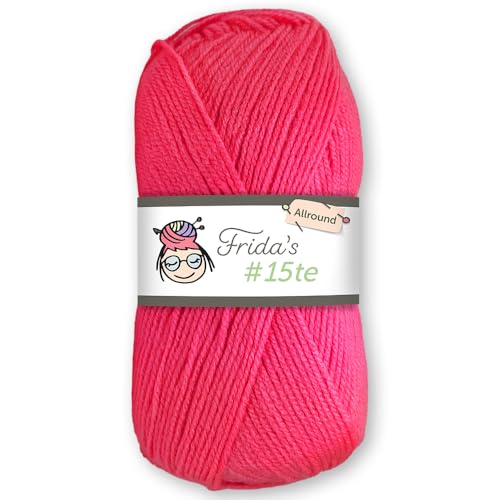 Frida's Wollhaus Frida's 100 g #15te Allround Basic Garn Babygarn Wolle Stricken Häkeln weich 45 Farben (174 | Pink) von Frida's Wollhaus