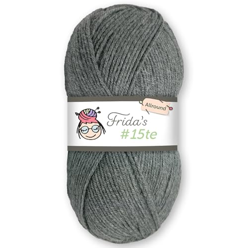 Frida's Wollhaus Frida's 100 g #15te Allround Basic Garn Babygarn Wolle Stricken Häkeln weich 45 Farben (29 | Grau) von Frida's Wollhaus