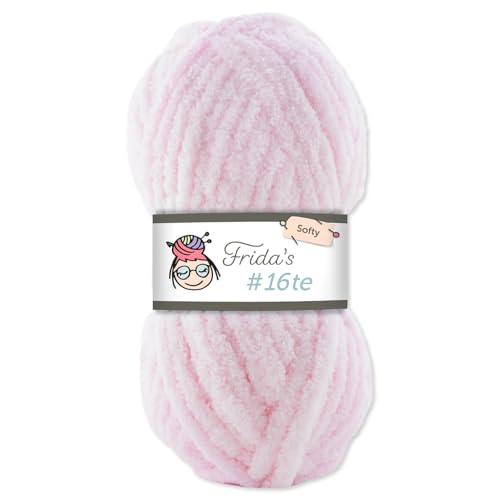 Frida's Wollhaus Frida‘s 100 g #16te Softy Chenille Wolle Stricken Häkeln weich 35 Farben (031 | Rosé) von Frida's Wollhaus