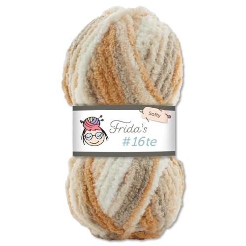 Frida's Wollhaus Frida‘s 100 g #16te Softy Chenille Wolle Stricken Häkeln weich 35 Farben (5926 | Braunmix) von Frida's Wollhaus