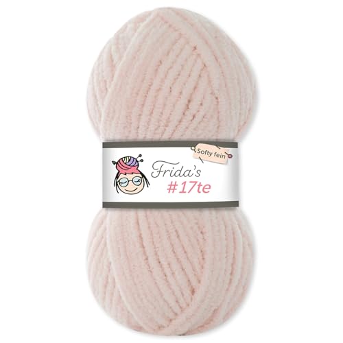 Frida's Wollhaus Frida‘s 100 g #17te Softy Fine Chenille Wolle Stricken Häkeln weich 29 Farben (382 | Babyrosa) von Frida's Wollhaus