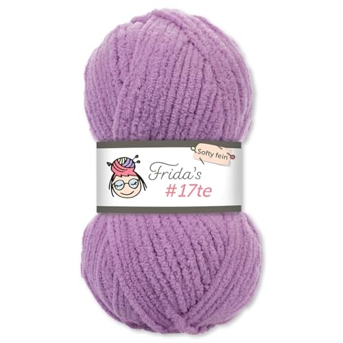 Frida's Wollhaus Frida‘s 100 g #17te Softy Fine Chenille Wolle Stricken Häkeln weich 29 Farben (47 | Flieder) von Frida's Wollhaus