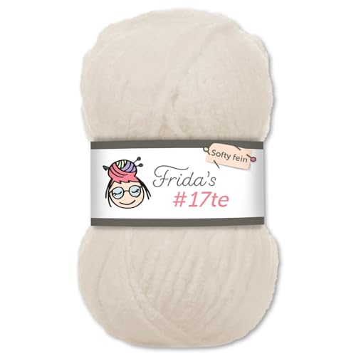 Frida's Wollhaus Frida‘s 100 g #17te Softy Fine Chenille Wolle Stricken Häkeln weich 29 Farben (62 | Wollweiß) von Frida's Wollhaus